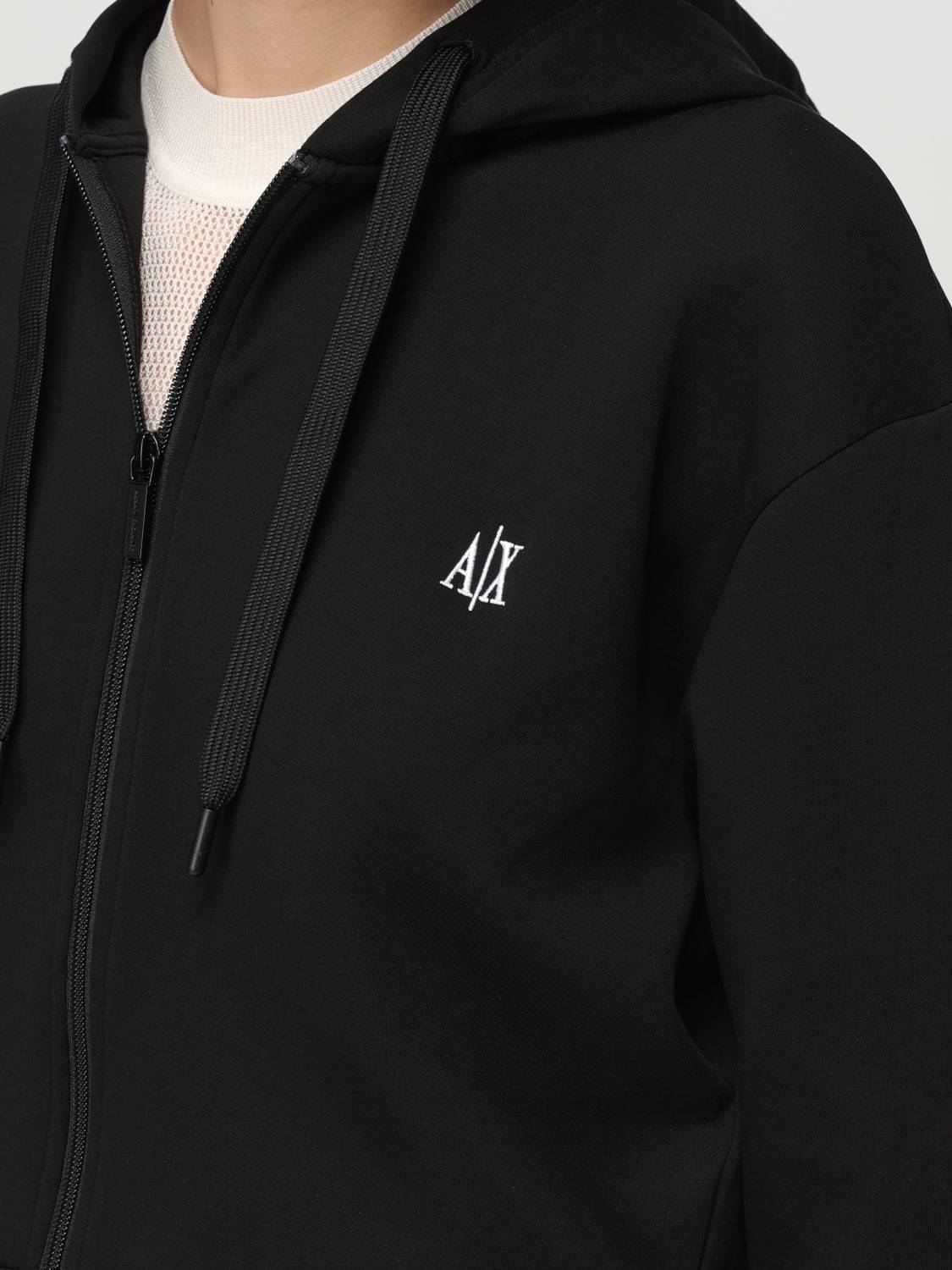 Armani Exchange Zip-up Hooded Jacket In Black