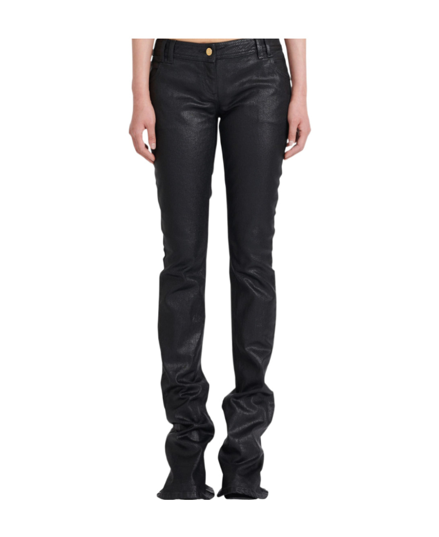 Balmain Glossy Flared Trousers In Black