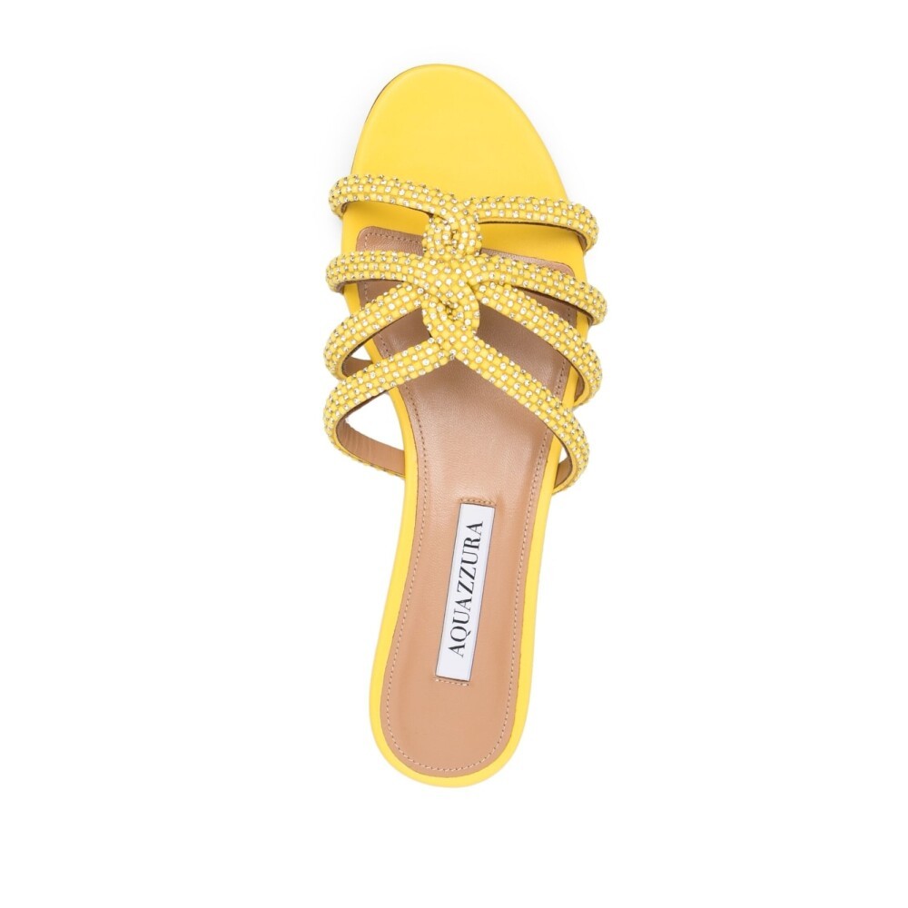 Aquazzura Moondust Embellished Flat Sandals In Yellow