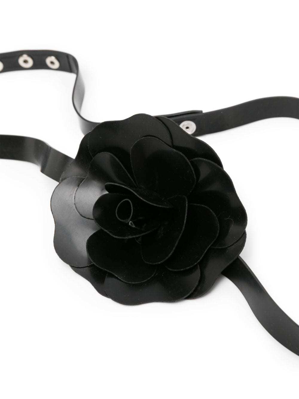 Shop Philosophy Di Lorenzo Serafini Floral-appliqué Patent Belt In Black