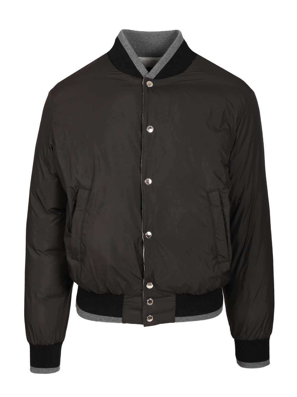 Dolce & Gabbana Reversible Flannel Outerwear Bomber Jackets Grey In Gray