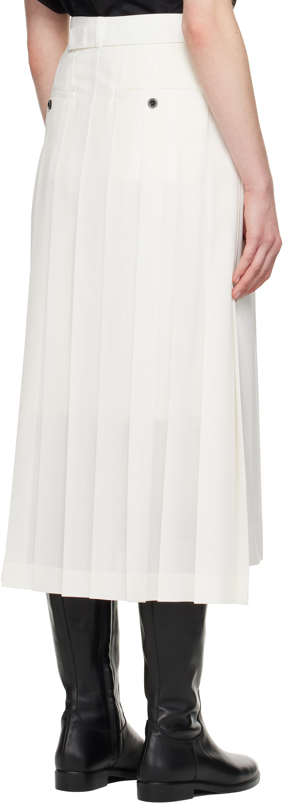 Sacai Off-white Suiting Midi Skirt In White