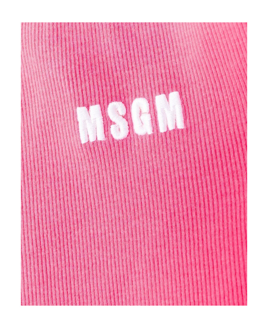 Msgm Cut-out Detail Ribbed Maxi Dress In Pink