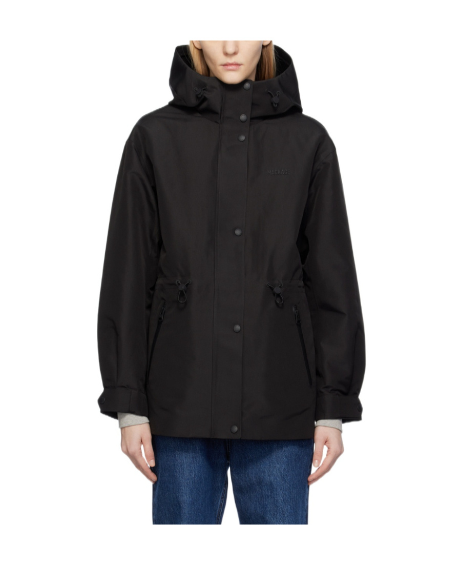 Shop Mackage Hooded Long-sleeved Casual Jacket In Black