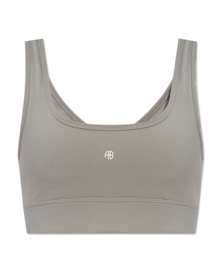 Anine Bing Renae Logo-embroidered Sports Bra In Gray