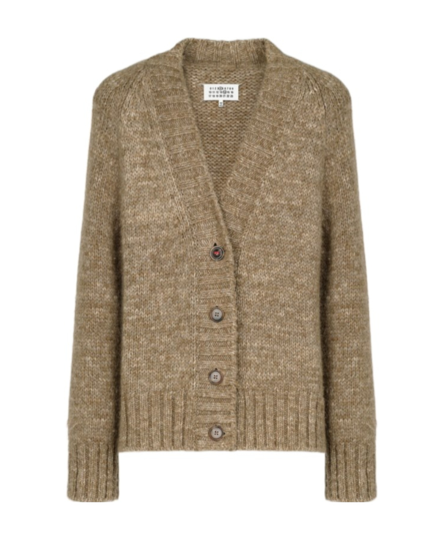 MAISON MARGIELA MAISON MARGIELA V-NECK RIBBED KNITTED CARDIGAN
