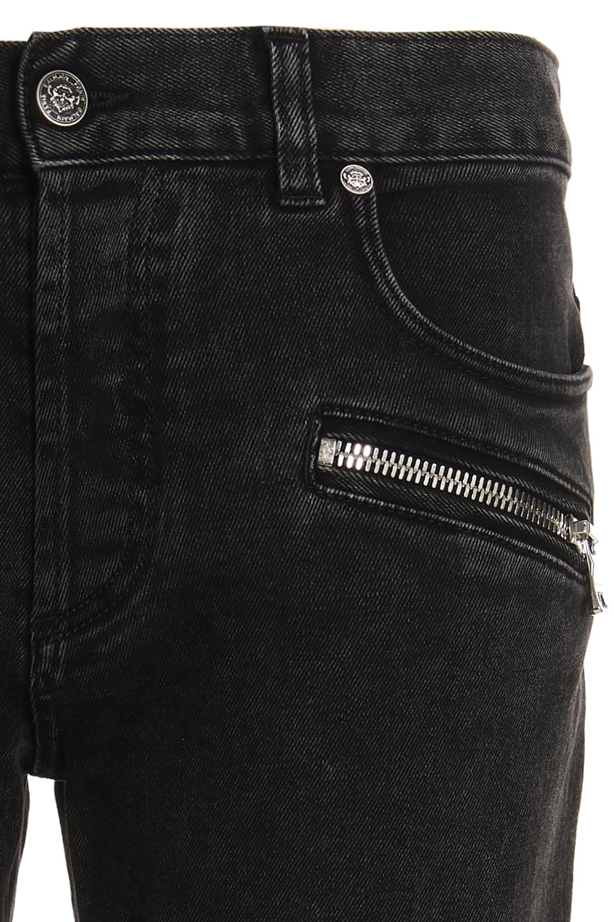 Shop Balmain Panelled Skinny Jeans In Black