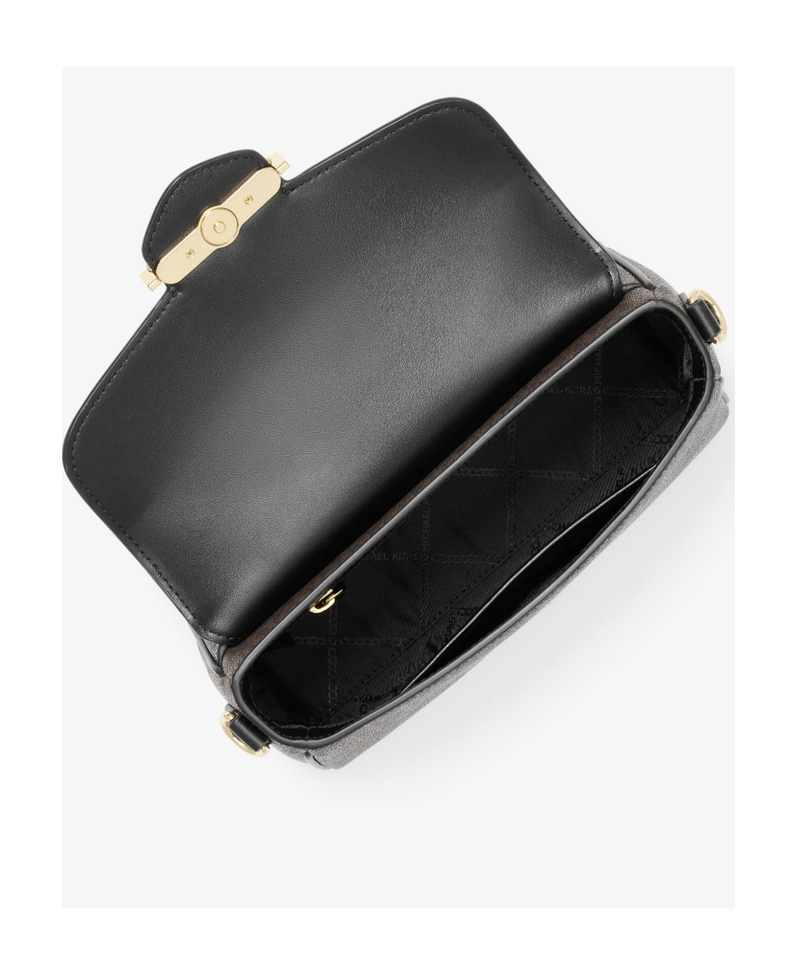 Michael Kors Fleur Monogrammed Shoulder Bag In Black