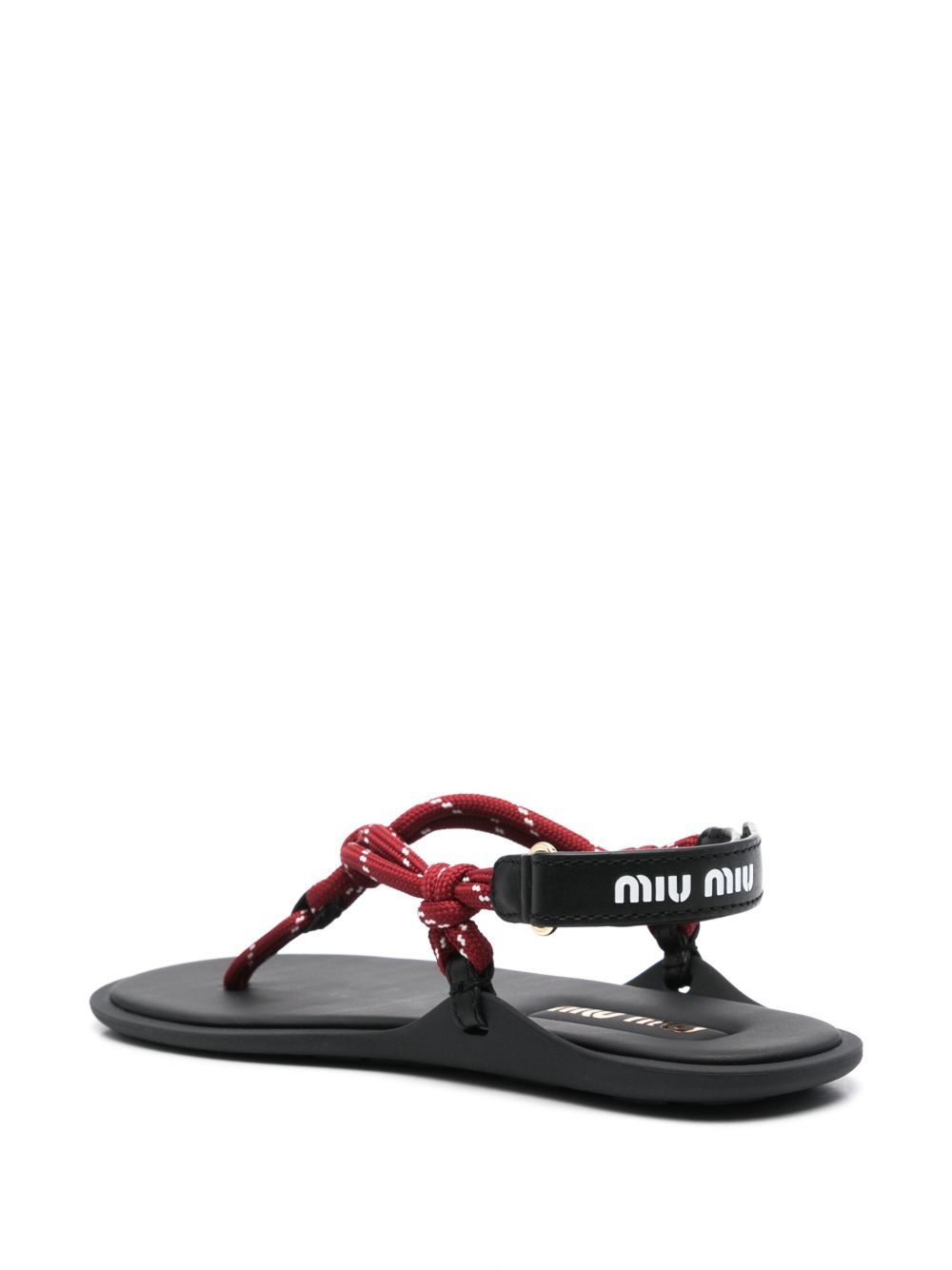 Shop Miu Miu Round-headed Flat Sandals In Gray