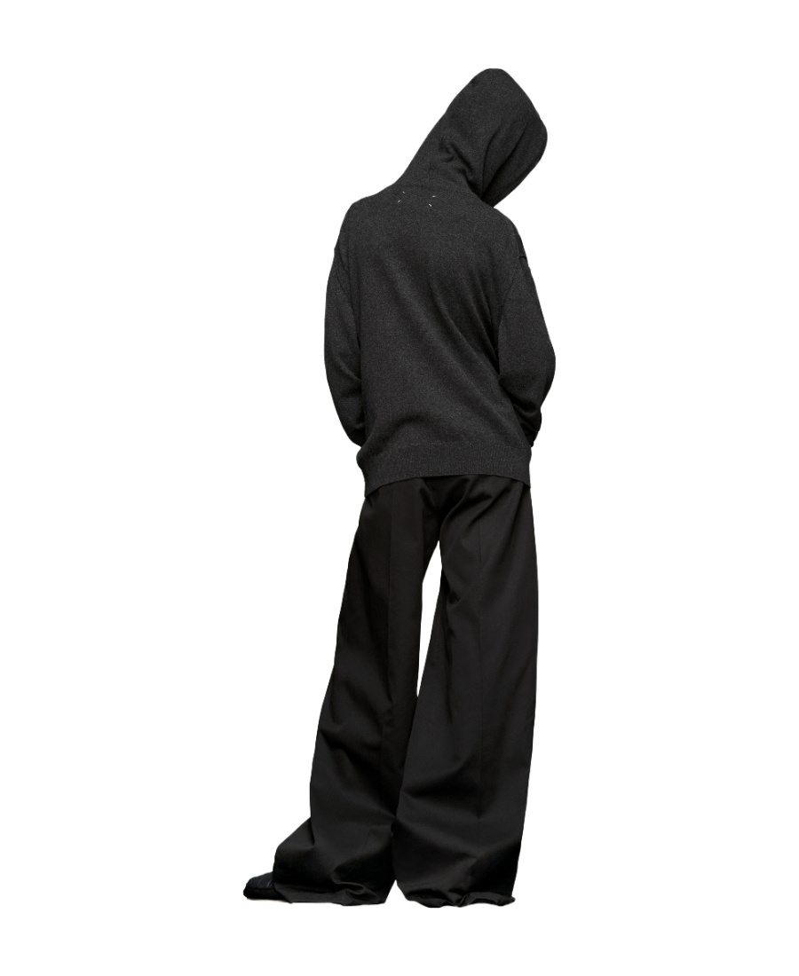 Maison Margiela Four-stitch Logo Wool Blend Hoodie In Black