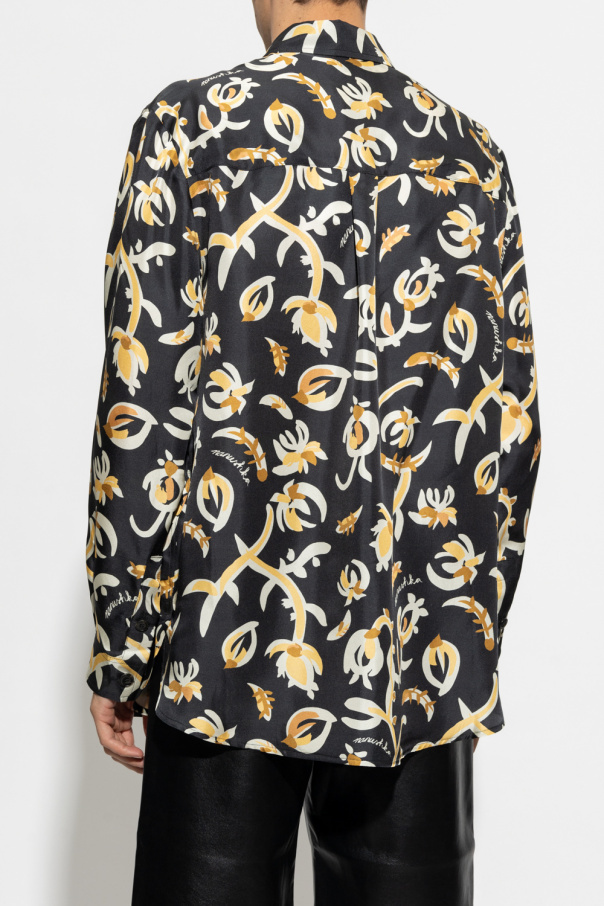 Nanushka Jari Relaxed Fit Long Sleeve Printed Shirt In Black