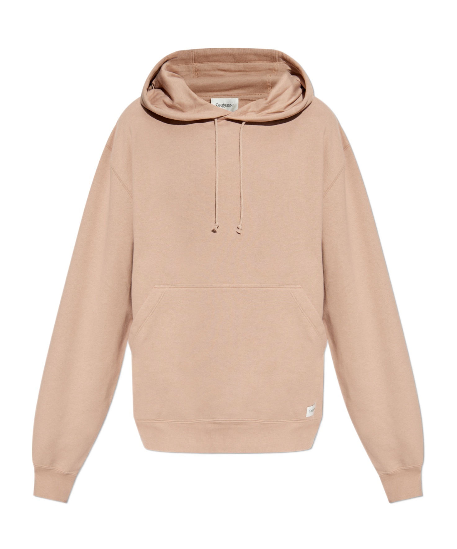 Shop Saint Laurent Logo-appliqué Hoodie In Nude