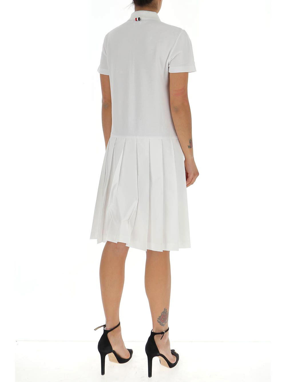 Shop Thom Browne Rwb-stripe Polo Dress In White