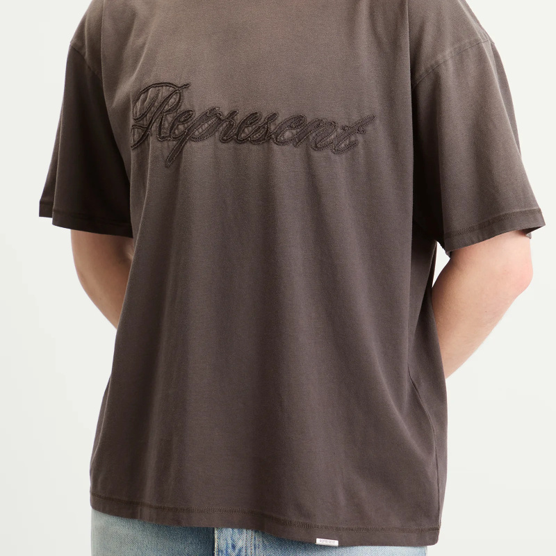 Represent Reverse Applique Cotton T-shirt In Black