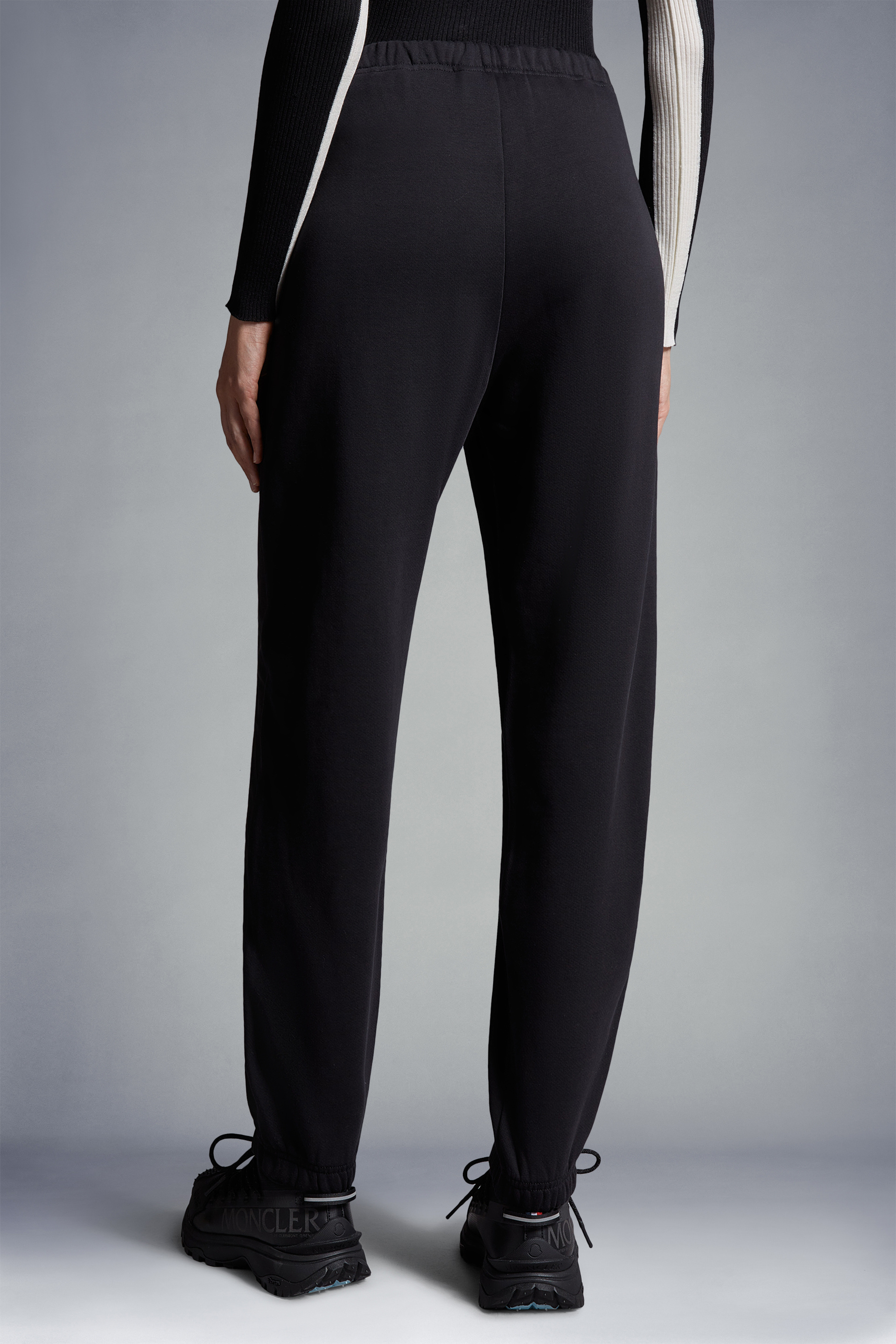 Moncler Shell-trimmed Cotton-jersey Track Pants In Black