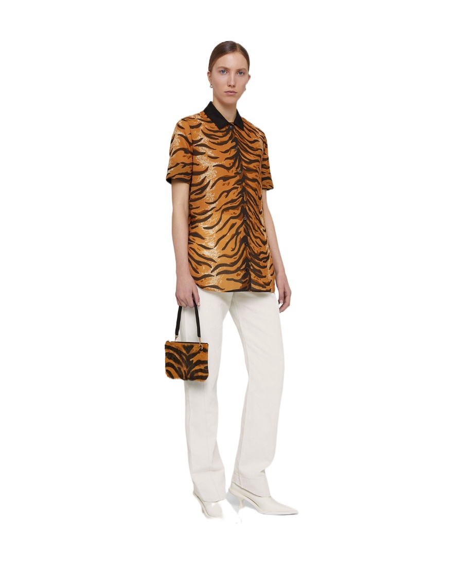 Jil Sander Animal-print Short-sleeve Shirt In Orange