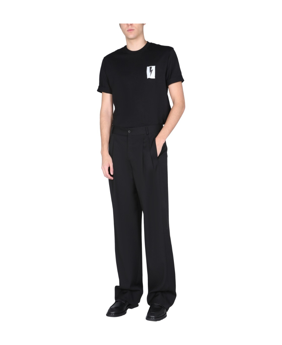 Neil Barrett Flag Bolt Cotton T-shirt In Black