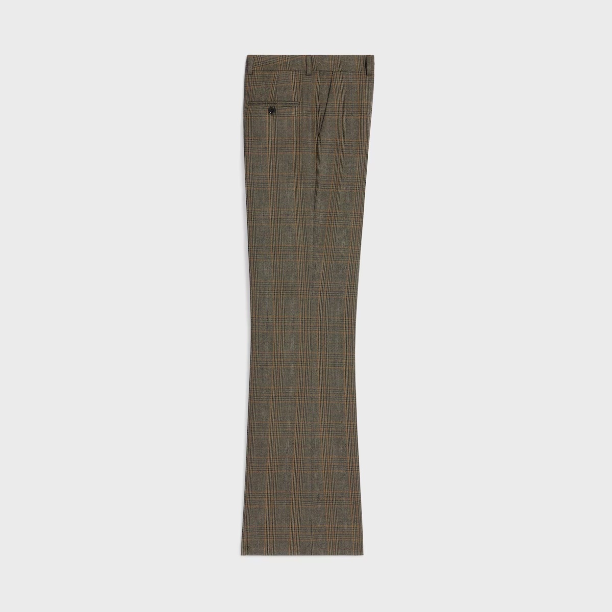 Celine Prince Of Wales Wool Trousers In Brown