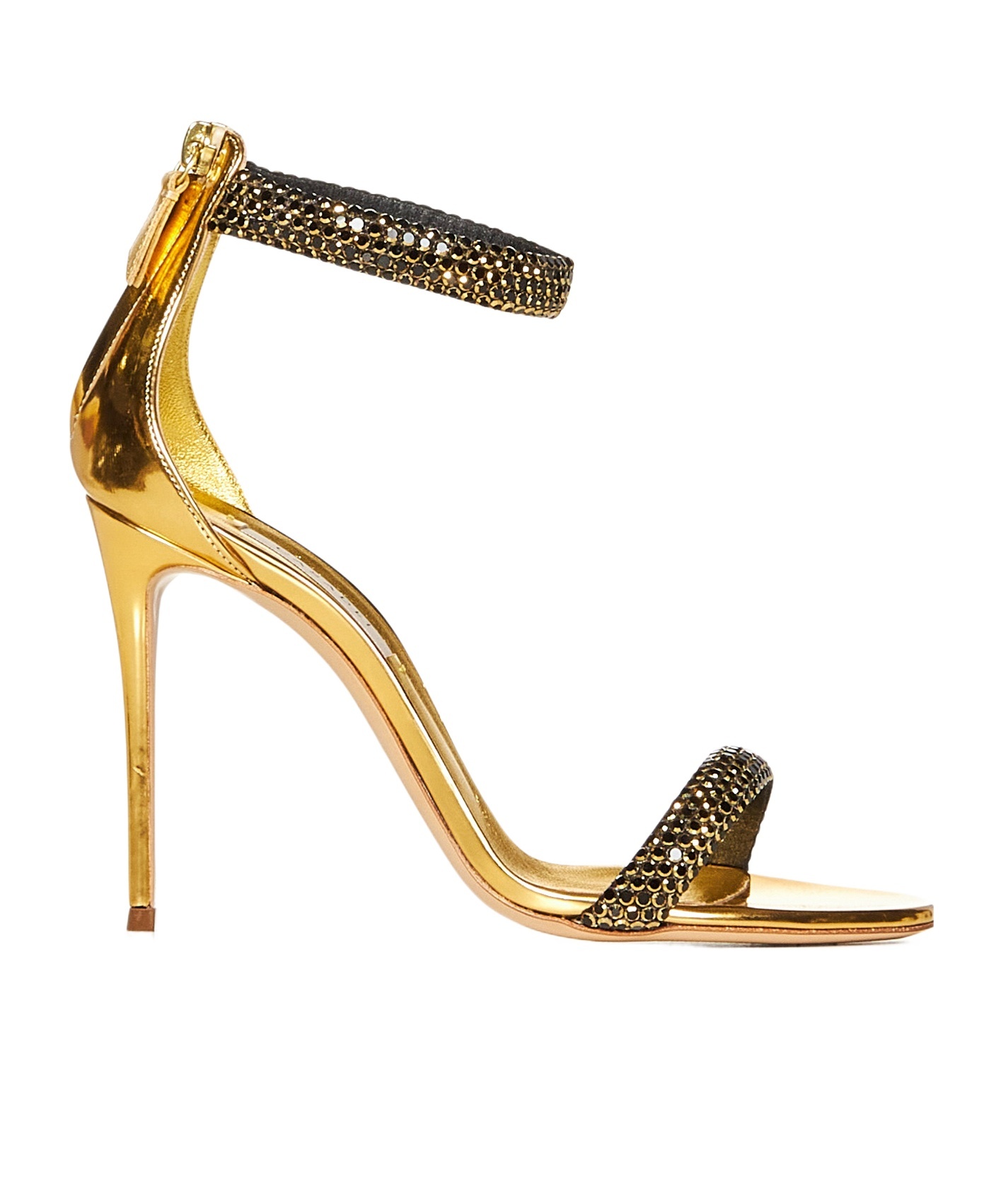 Casadei Stiletto Heel Sandals With Crystal Bands In Gold