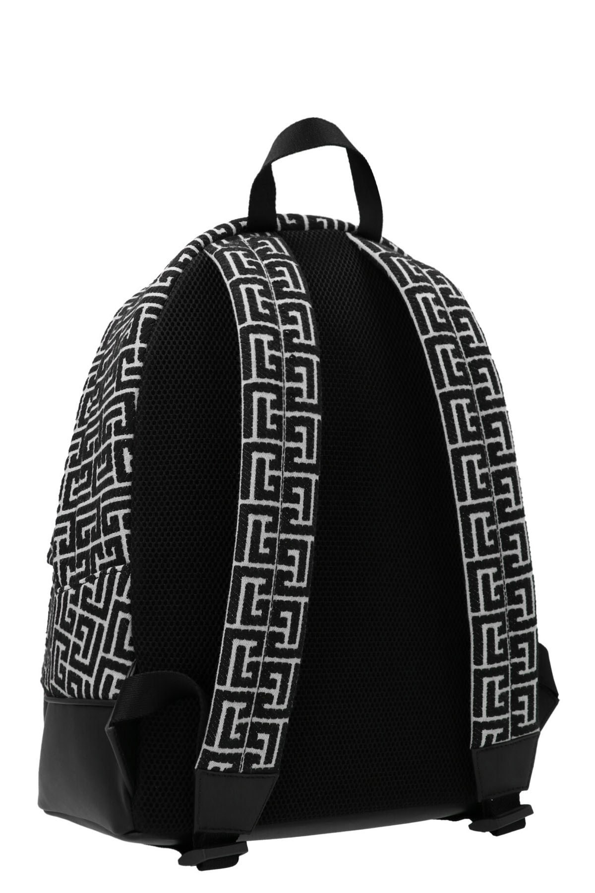 Balmain City Monogram-woven Backpack In Black