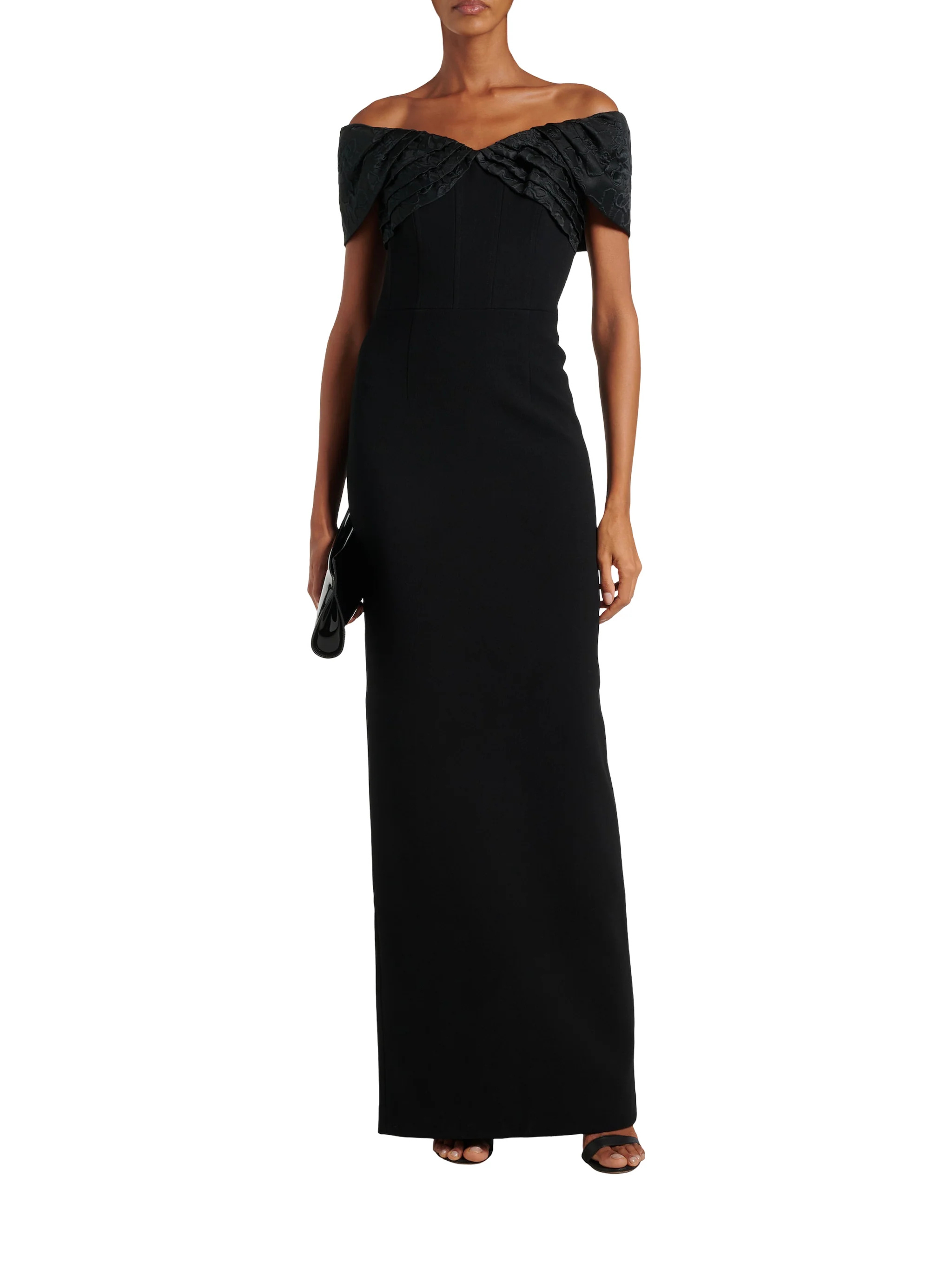 Rebecca Vallance Athena Caped Crêpe Gown In Black