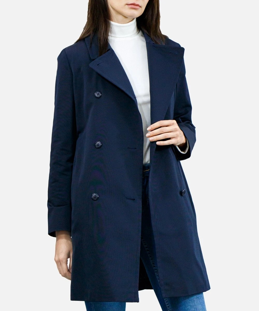 Max Mara Double-breasted Belt Coat In Blue