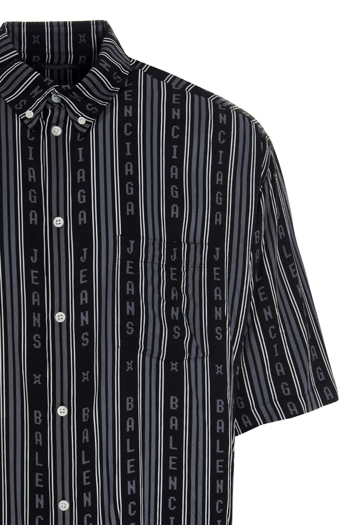 Balenciaga Logo-stripe Oversized Shirt In Black