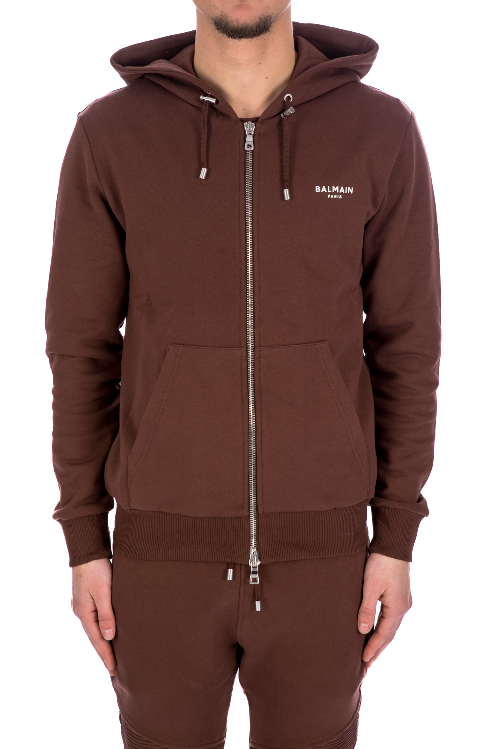 Shop Balmain Logo-print Drawstring Hoodie In Red