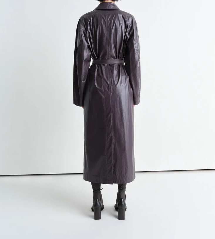 Lemaire Light Belted Coat In Gray-black