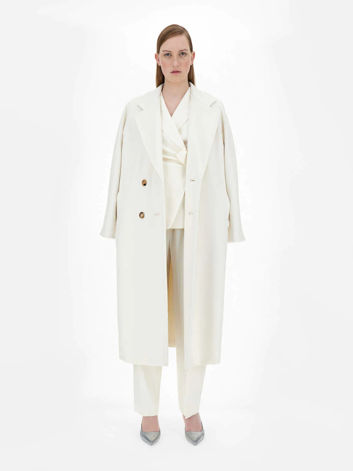 Max Mara Lapel Design Suit Jacket In White