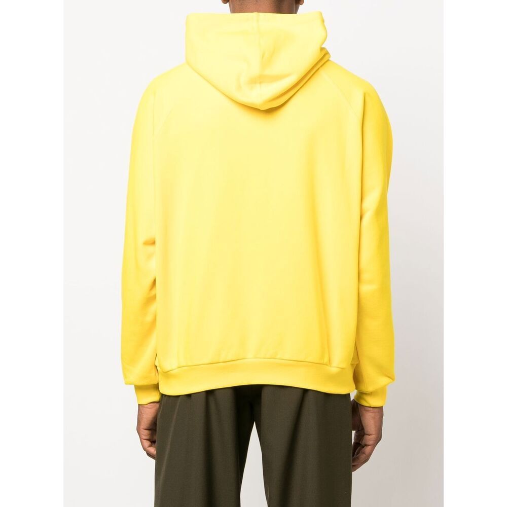 Sunnei Logo Embroidered Drawstring Hoodie In Yellow