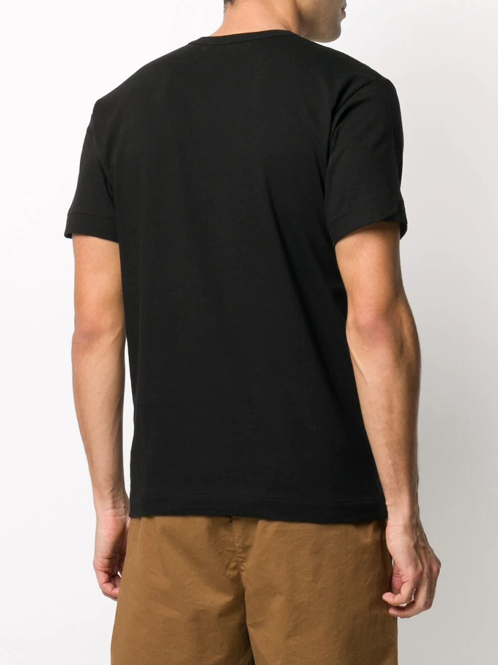 Comme Des Garçons Play Double Heart Patch Short Sleeve T-shirt In Black