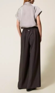 Twinset Wide-leg Trousers With Front Pleats In Burgundy