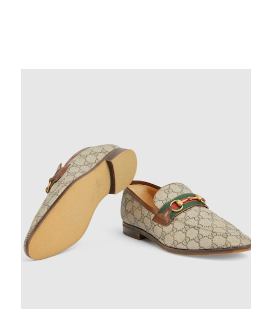 Gucci Horsebit Gg-canvas Loafers In Nude