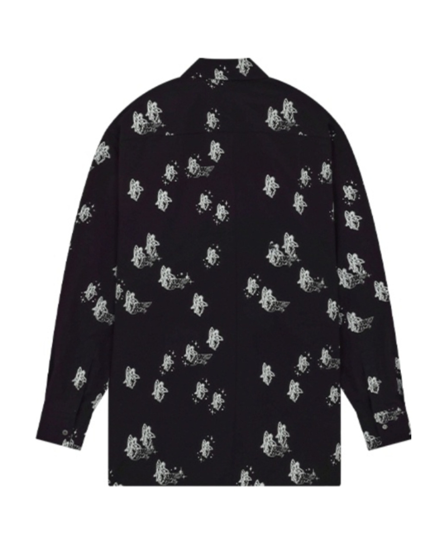 We11 Done Graphic-print Long-sleeve Shirt In Black