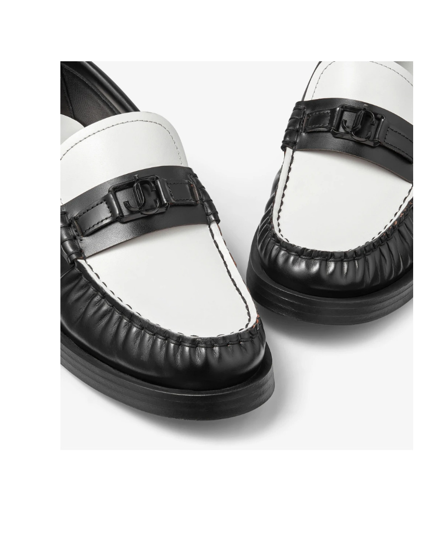 Jimmy Choo Mocassini Addie In Pelle Bicolor Donna In Black