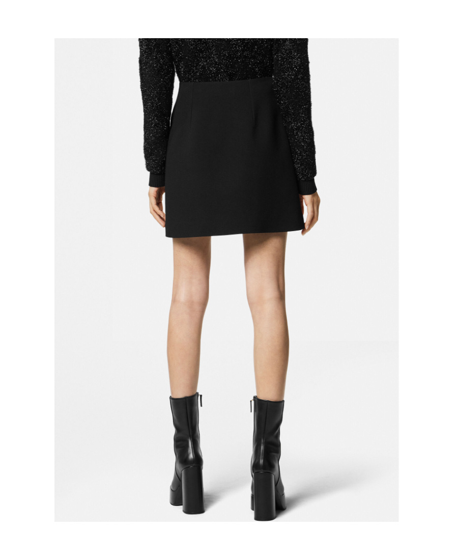 Shop Versace Medusa-buttons Crêpe Miniskirt In Nude