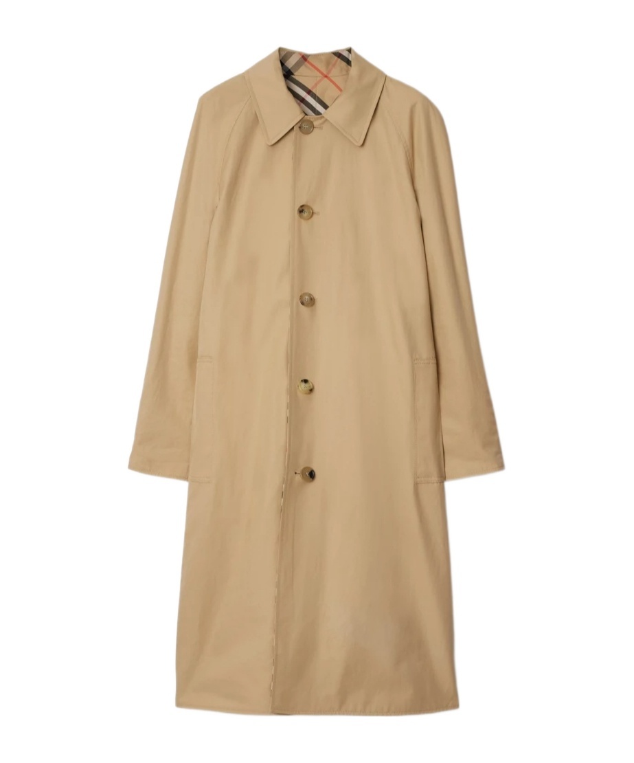 Burberry Reversible Long Gabardine Car Coat In Nude
