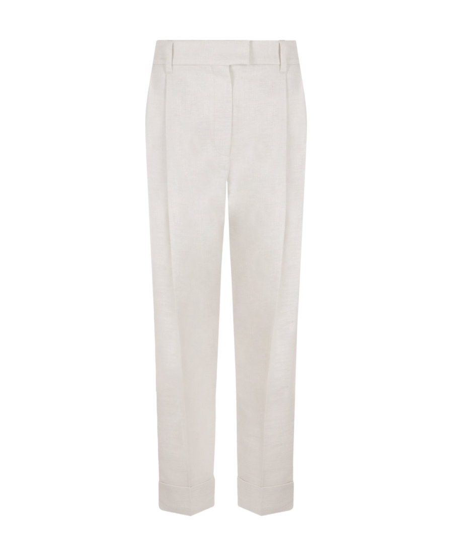 Brunello Cucinelli High-waist Tapered Trousers In White