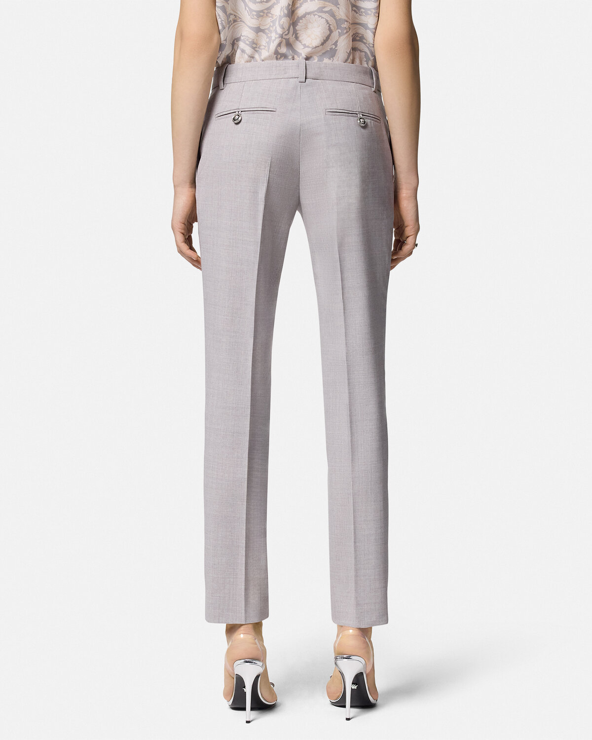 Versace Tailored Low-rise Trousers In Gray
