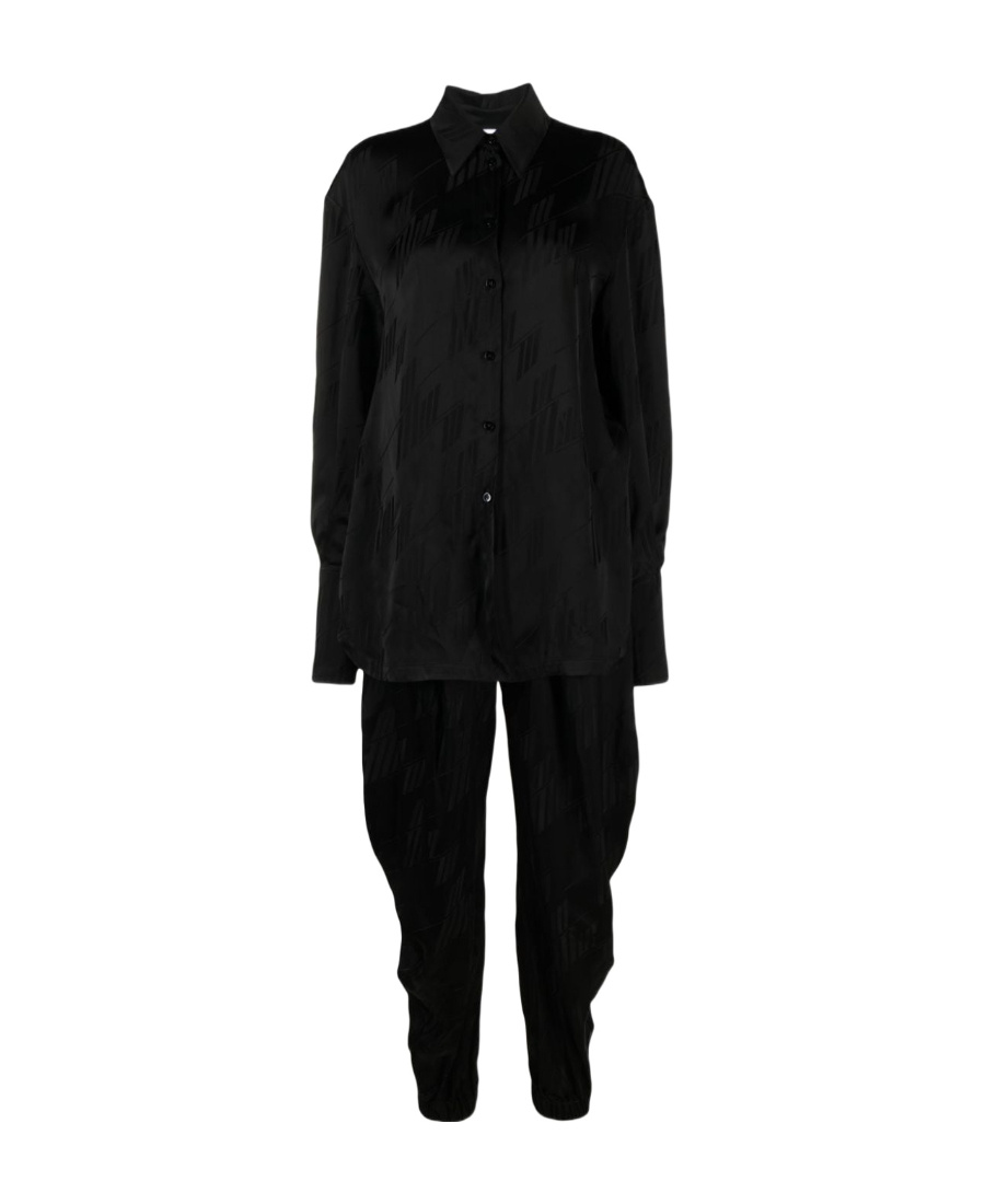 Attico Logo-jacquard Satin Jumpsuit In Black