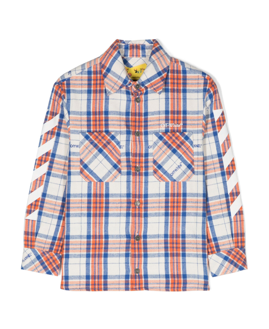 Off-white Helvetica Diag-stripe Check-pattern Flannel Shirt In Multicolor