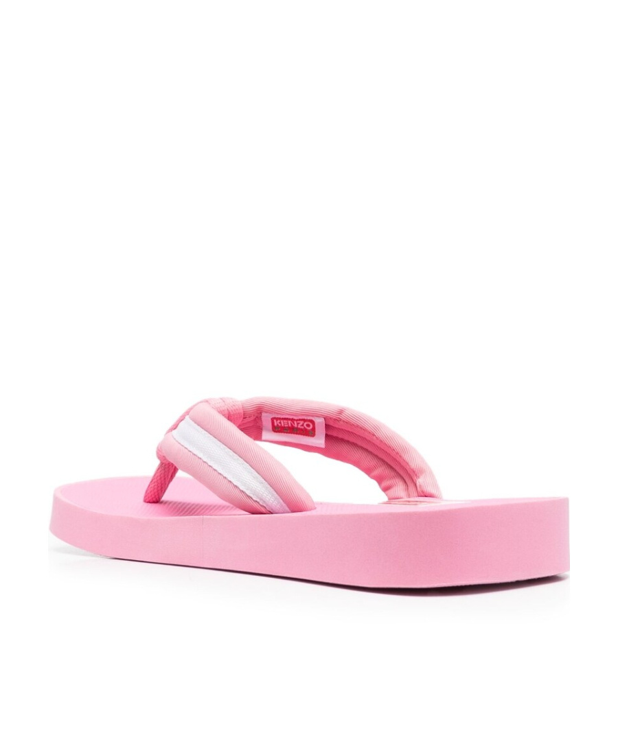 Kenzo Logo-patch Striped Flip Flops In Pink