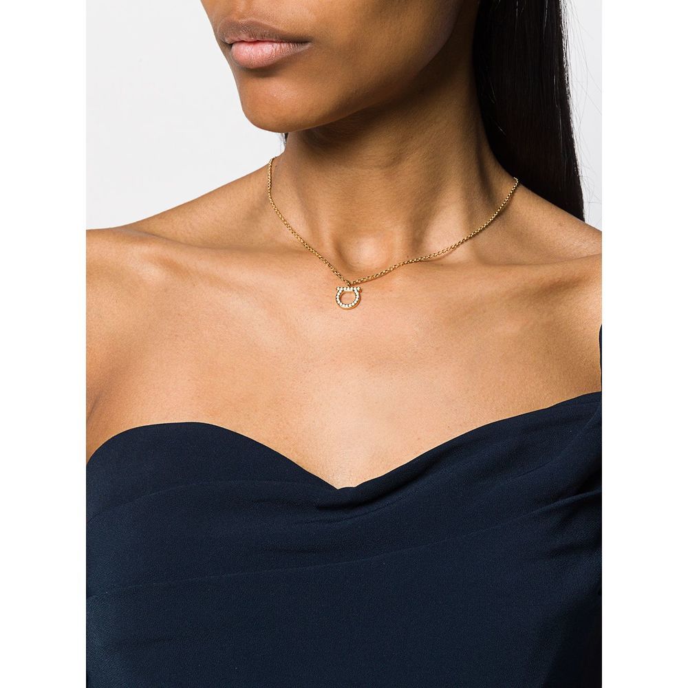 Shop Ferragamo Gancini Crystals Necklace In Yellow