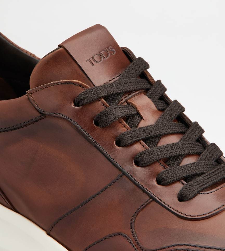 Tod's Leather Sneakers In Brown
