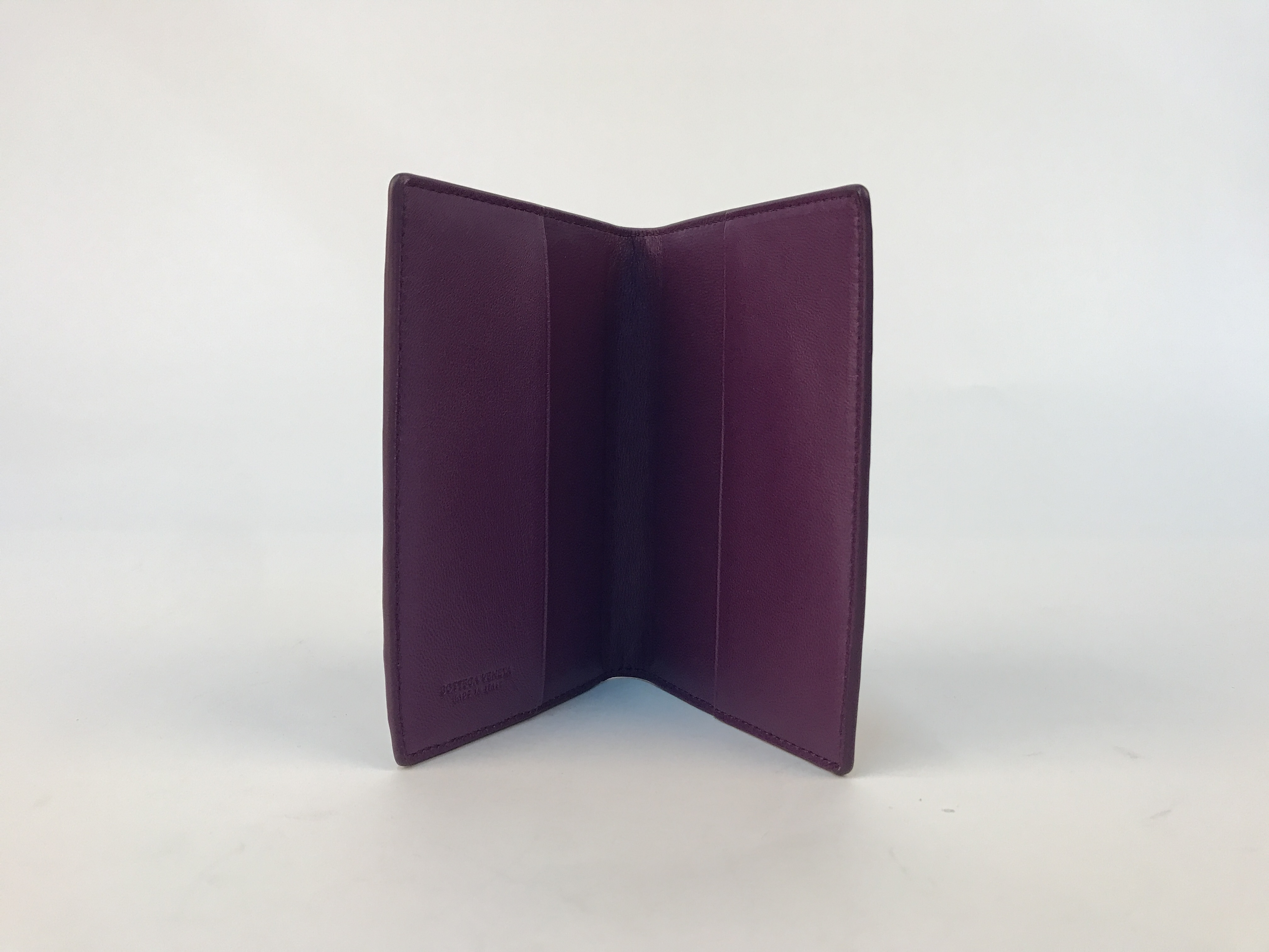 Bottega Veneta Weaving Passport Cover In Purple