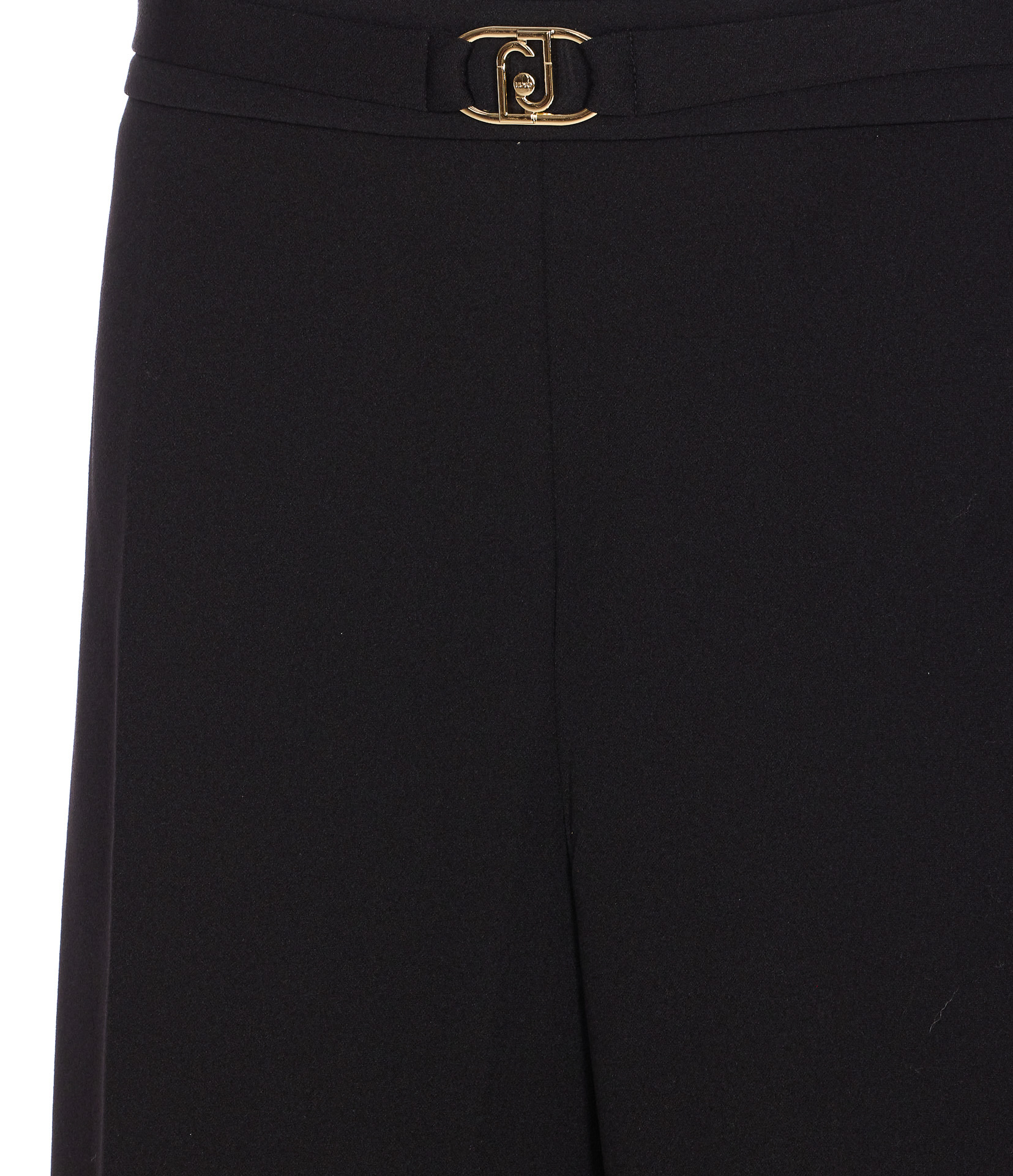 Liu •jo Flared Fit Trousers Gold Buckle In Black