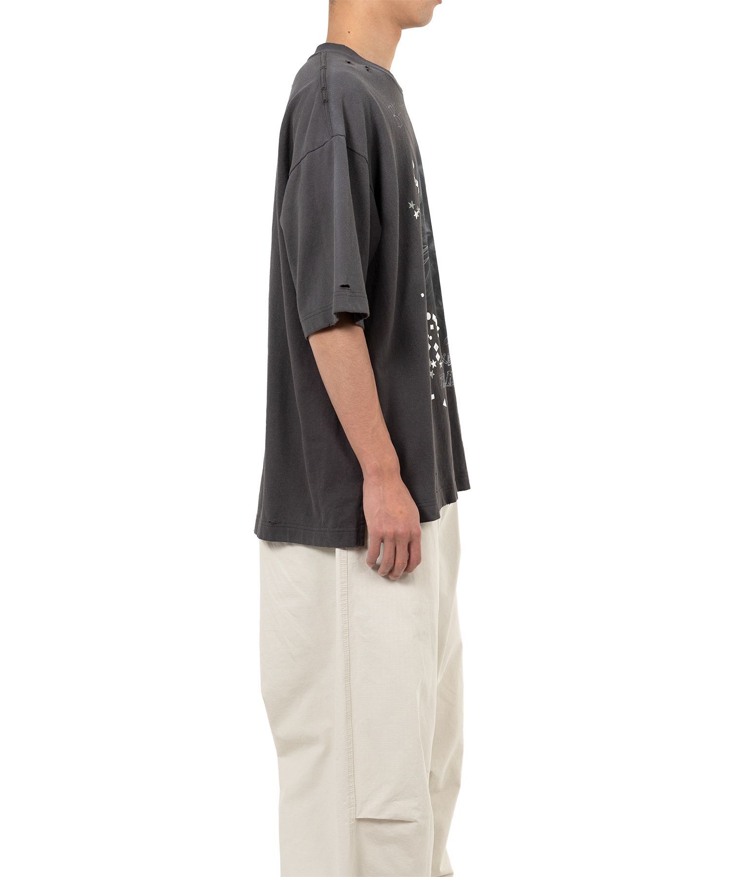 Miharayasuhiro Cat-print Distressed T-shirt In Black