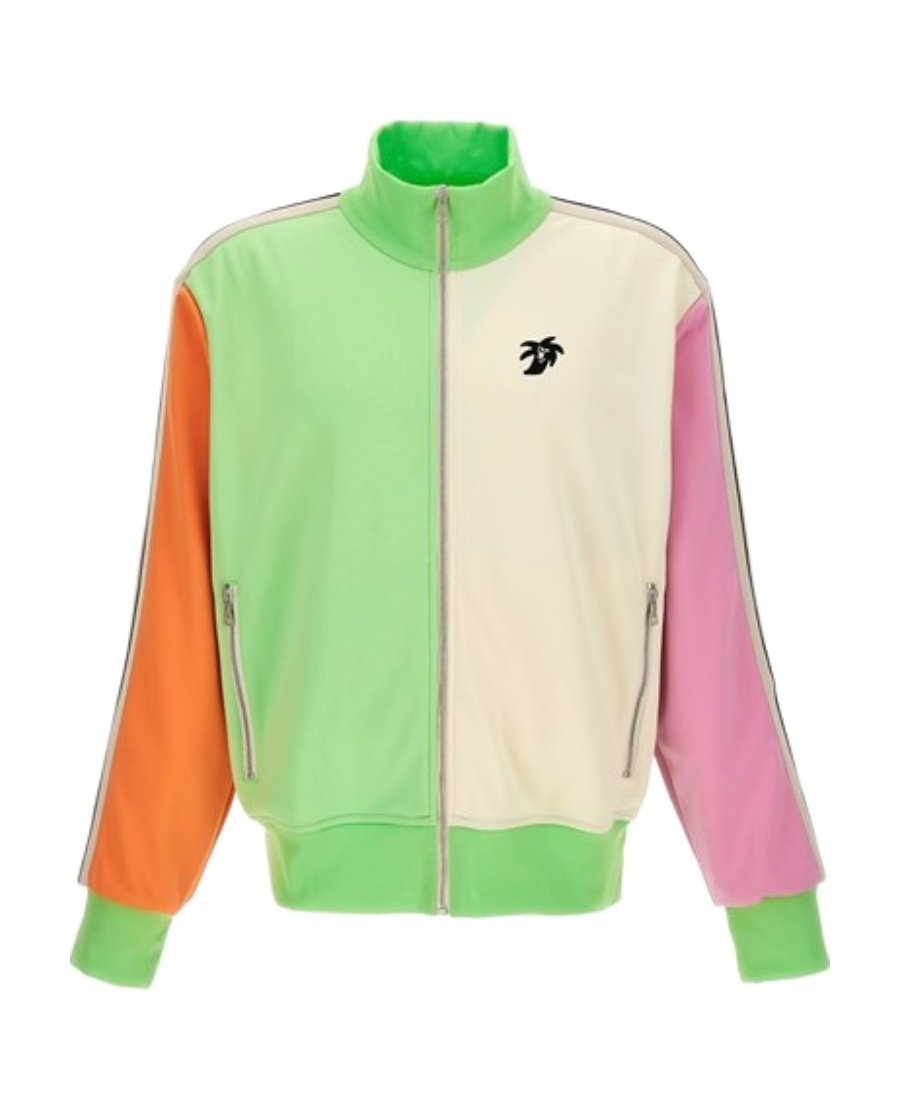 Palm Angels Multicolor Colorblock Track Sweatshirt In Green