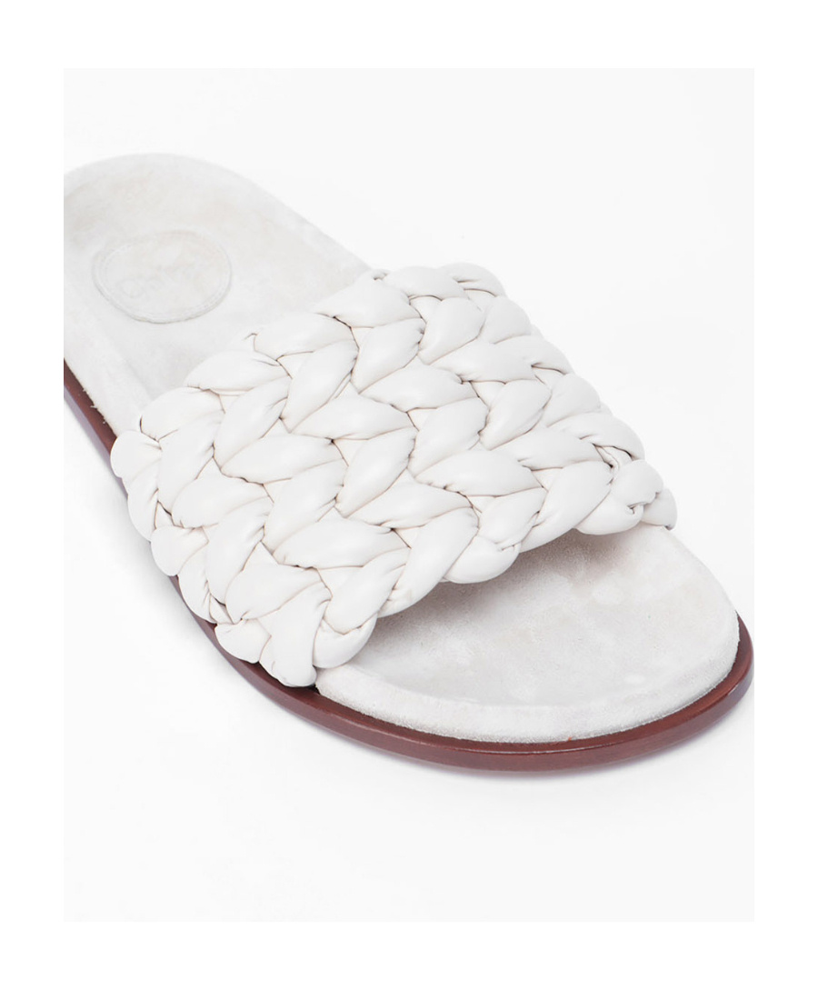 Shop Chloé Woven Flat Slides In White